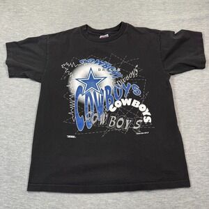 VTG Dallas Cowboys Shirt Men's Large Black 1994 NFL Trench USA Single Stitch